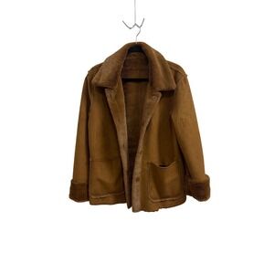 Brandon Thomas Vintage Reversible Faux Suede Fur Jacket Brown Camel Womens‎ Med